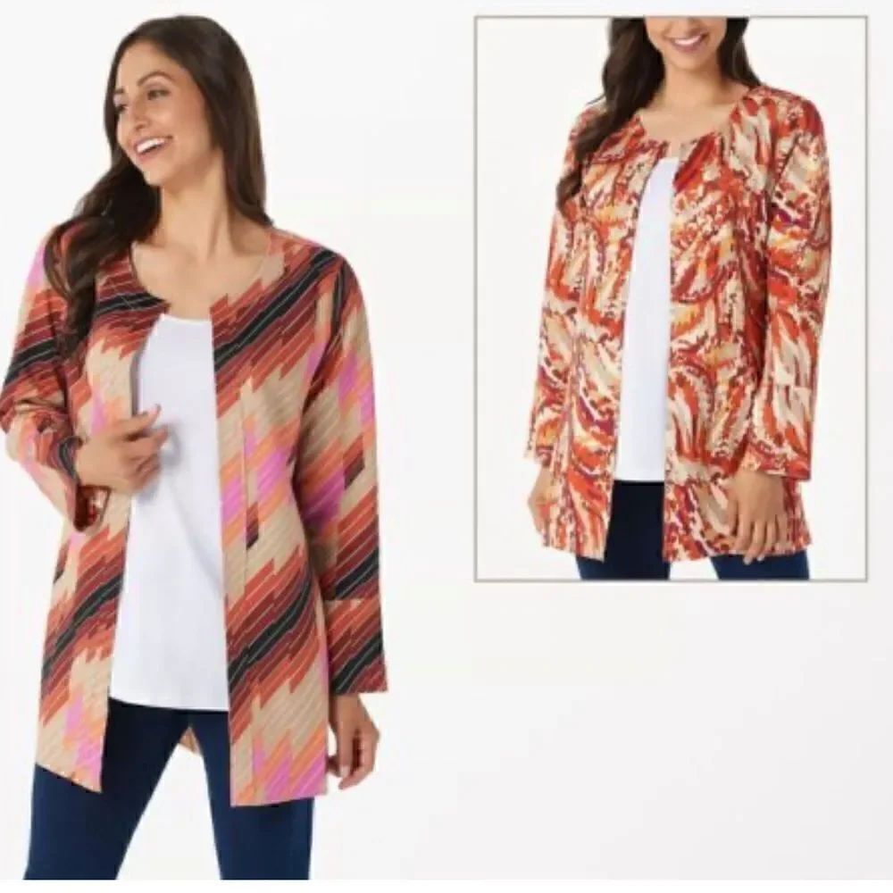 NWTs Attitudes by Renee Reversibles Car Coat Jacket Geo Abstract Size L